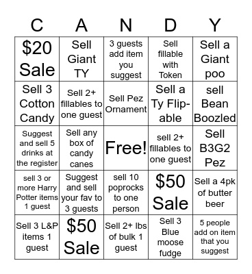 Candy Card Bingo Card