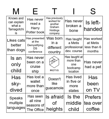 ICEBREAKER BINGO Card