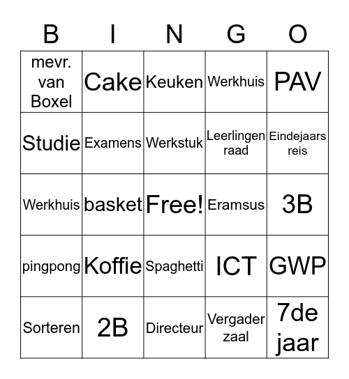 ErasmusBingo! Bingo Card
