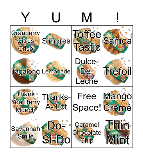 Girl Scout Cookie Bingo Card