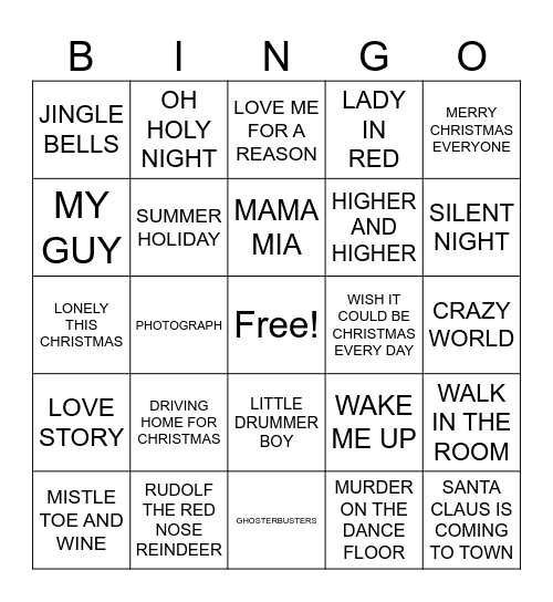 HAPPY CHRISTMAS Bingo Card