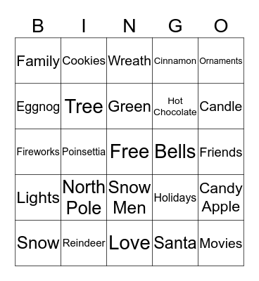 Christmas/New Year Bingo Card