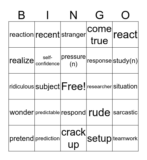 VOCAB REVIEW Bingo Card
