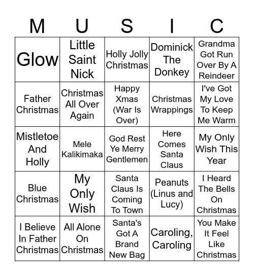 Holiday Bingo Card