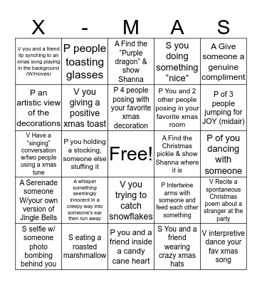 Christmas Pajama Bingo Card