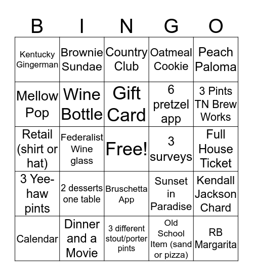 Upsell Bingo Card