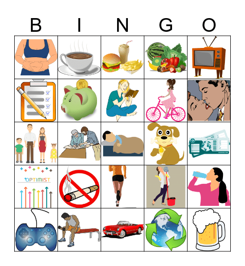 New Year's Resolution Bingo Card