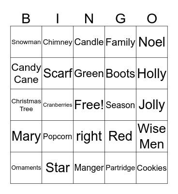 Christmas Bingo Card