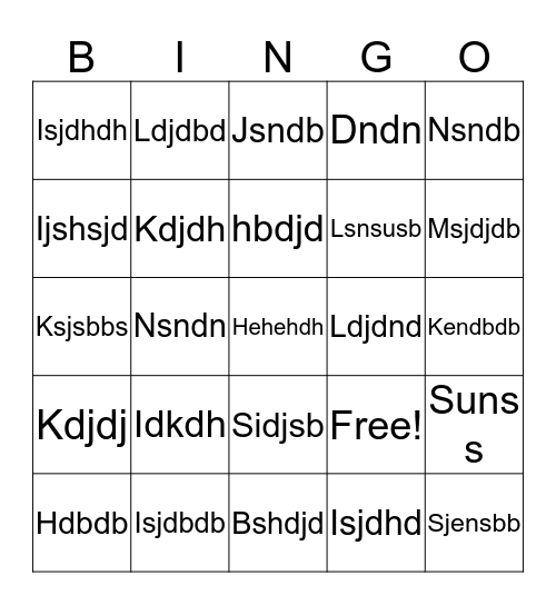 R & Bingo Card
