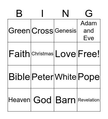 Bible Bingo Card