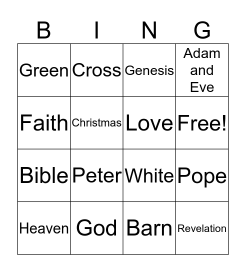 Bible Bingo Card