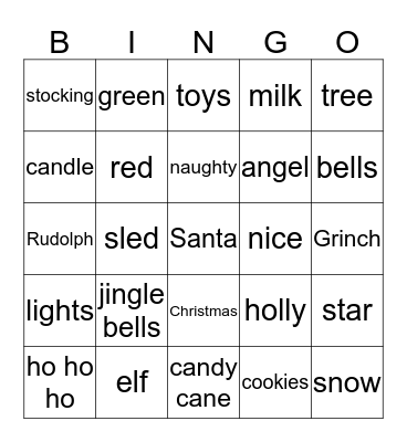 Easy Christmas Bingo Card