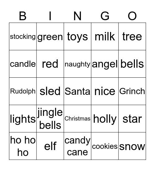 Easy Christmas Bingo Card