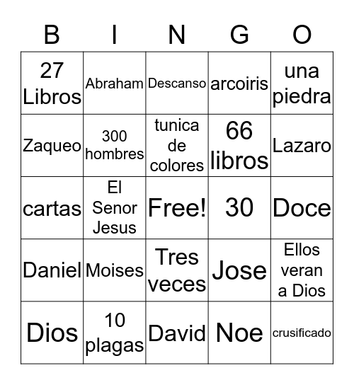 Biblia Bingo Card