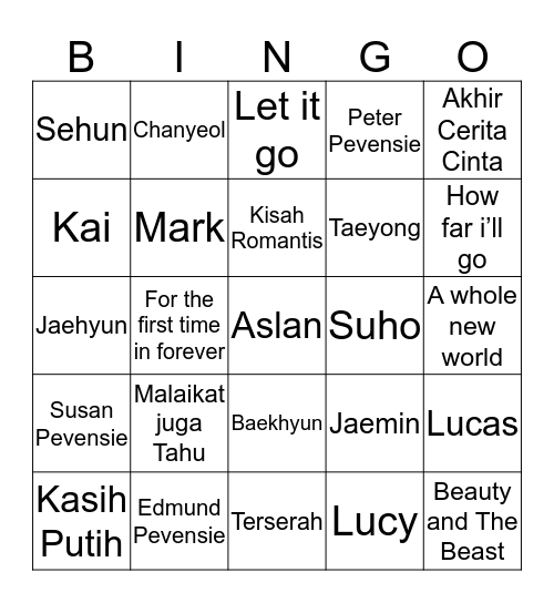 Acal cantik Bingo Card