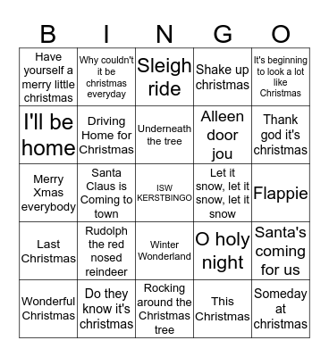 Kerstbingo Card