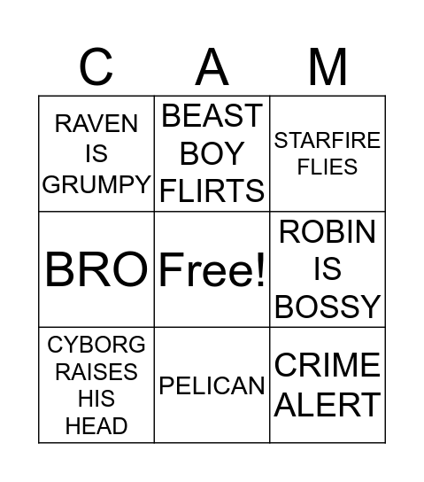 TEEN TITAN Bingo Card