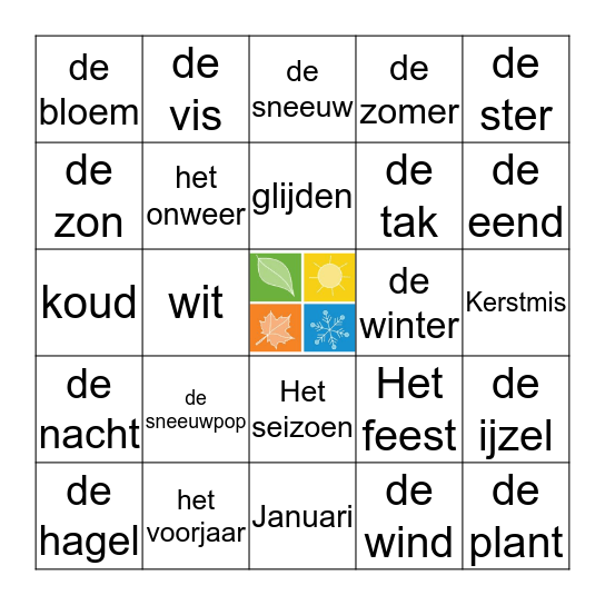 De seizoenen Bingo Card