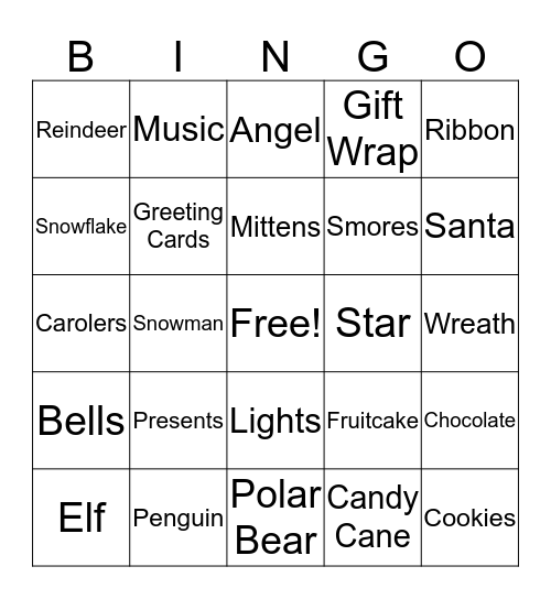 Holiday Bingo Card