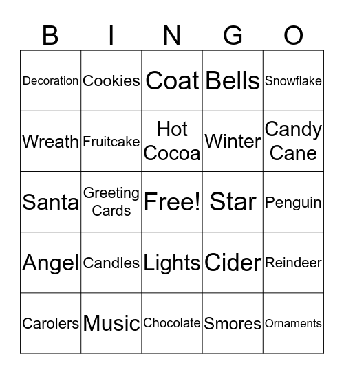 Holiday Bingo Card