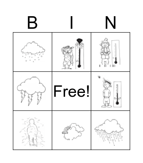 Weather bingo Card