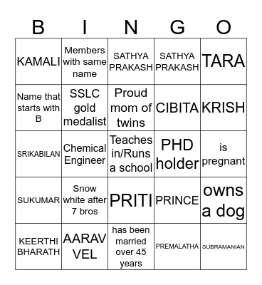 ARPNS Family Bingo Card