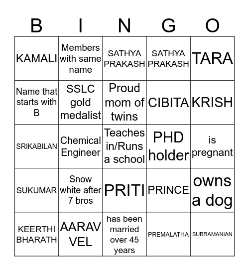 ARPNS Family Bingo Card
