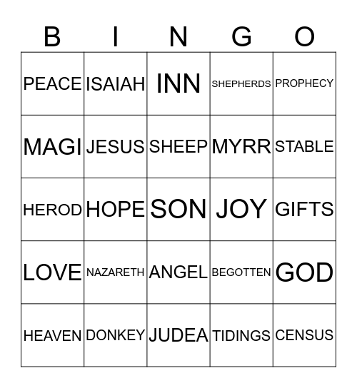 CHRISTMAS Bingo Card