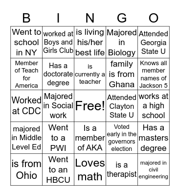 Zena's House Tutors Bingo Card