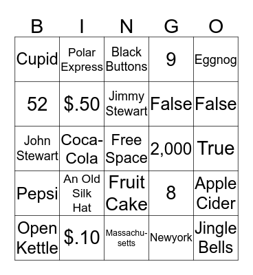 Dunkin' Christmas Bingo Card