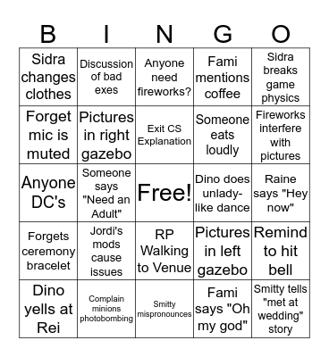 Free Wedding Bingo Card