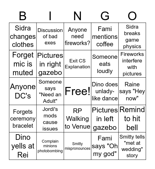 Free Wedding Bingo Card