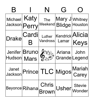 Musical Bingo Card