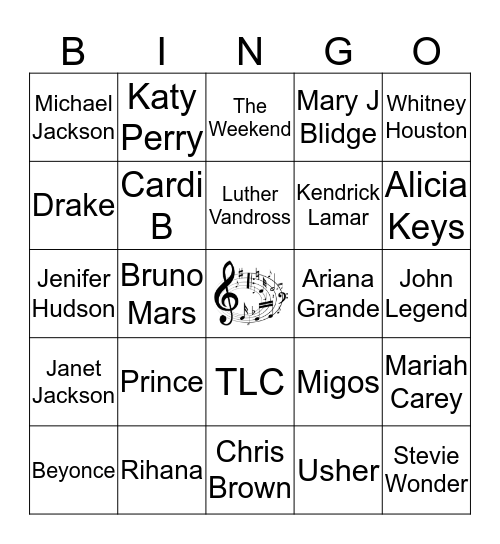 Musical Bingo Card