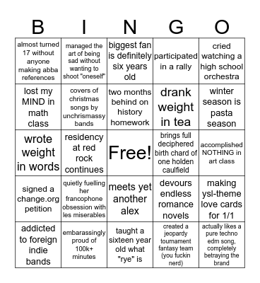 obscure fia december bingo Card