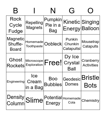 HANDS-ON SCIENCE FUN! Bingo Card