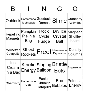 HANDS-ON SCIENCE FUN! Bingo Card