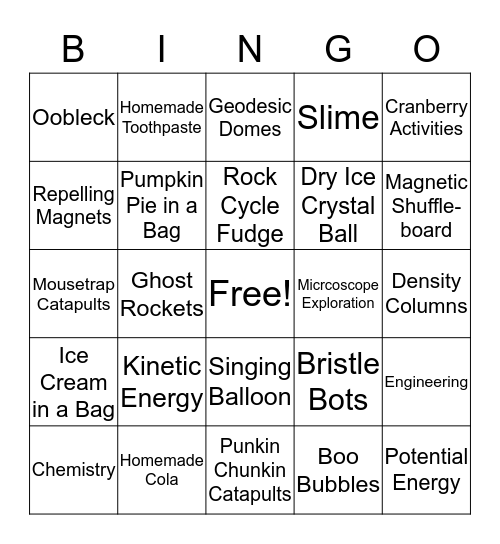 HANDS-ON SCIENCE FUN! Bingo Card