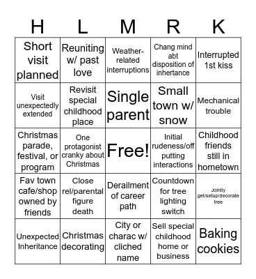 Hallmark Christmas Movie Bingo Card
