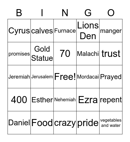 Review Semester One Bingo Card