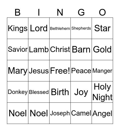 Christmas Bingo Card