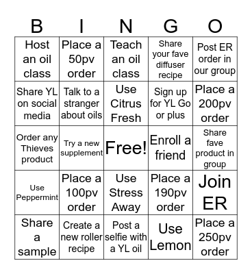 Be Happy Oily Bingo Card