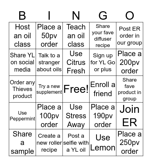 Be Happy Oily Bingo Card