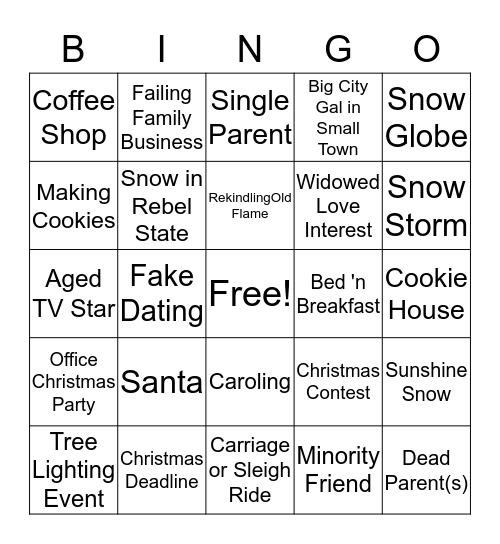 Hallmark Holiday Bingo Card