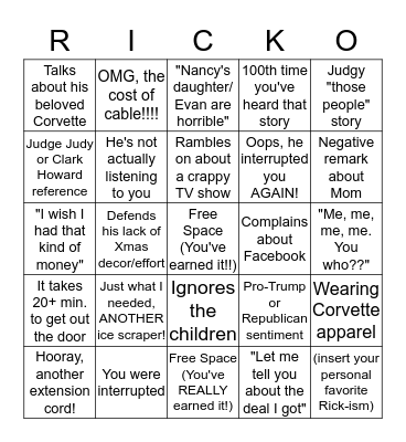 The Christmas 2018 Edition Bingo Card