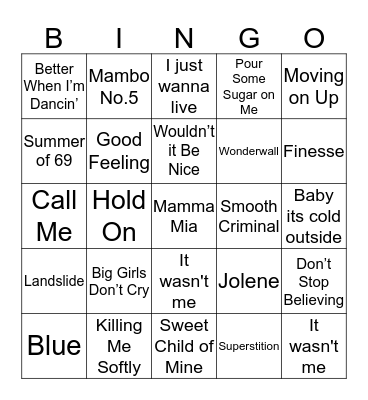 Music Bingo Card