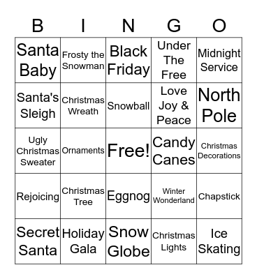 Christmas Bingo Card