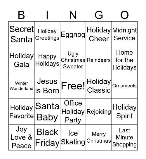 Christmas Bingo Card