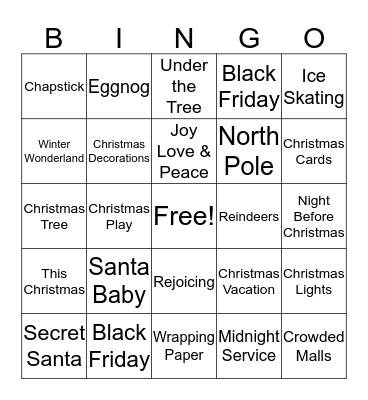 Christmas Bingo Card