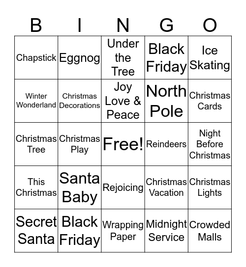 Christmas Bingo Card